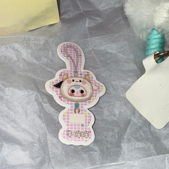 Cute White and Black Plush Phone Strap - Picture 6 of 13